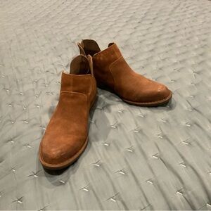 Born Brown Ankle Boots with Slip-On Design and Soft Suede Texture